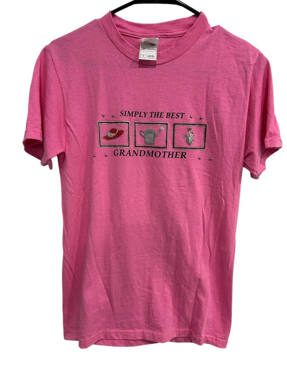 Simply The Best Grandmother Pink T Shirt Sz Small Fruit Of The Loom